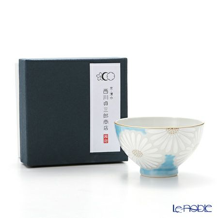 京焼・清水焼 汲出し碗 大 K0333 白菊青地