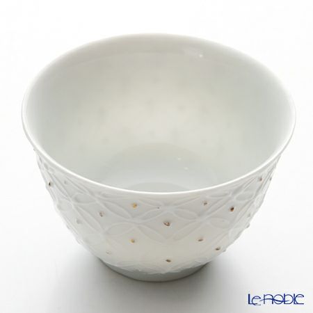 京焼・清水焼 汲出し碗 S0350 白磁金銀彩七宝紋 洸春窯／高島慎一 120ml