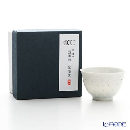 京焼・清水焼 汲出し碗 S0350 白磁金銀彩七宝紋 洸春窯／高島慎一 120ml