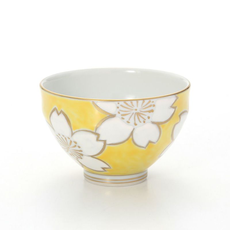 京焼・清水焼 汲出し碗 中 白桜黄地