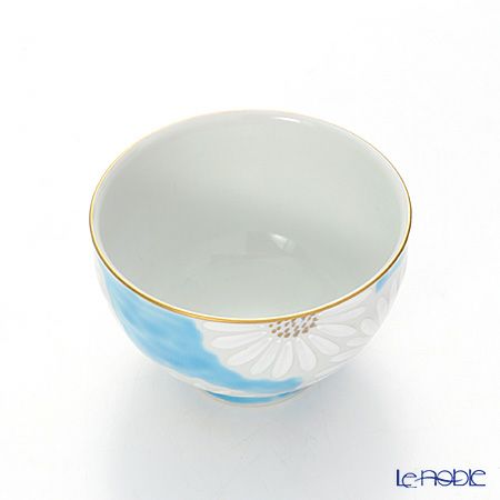 京焼・清水焼 汲出し碗 中 白菊青地 K0332