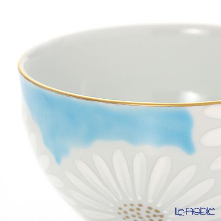 京焼・清水焼 汲出し碗 中 白菊青地 K0332