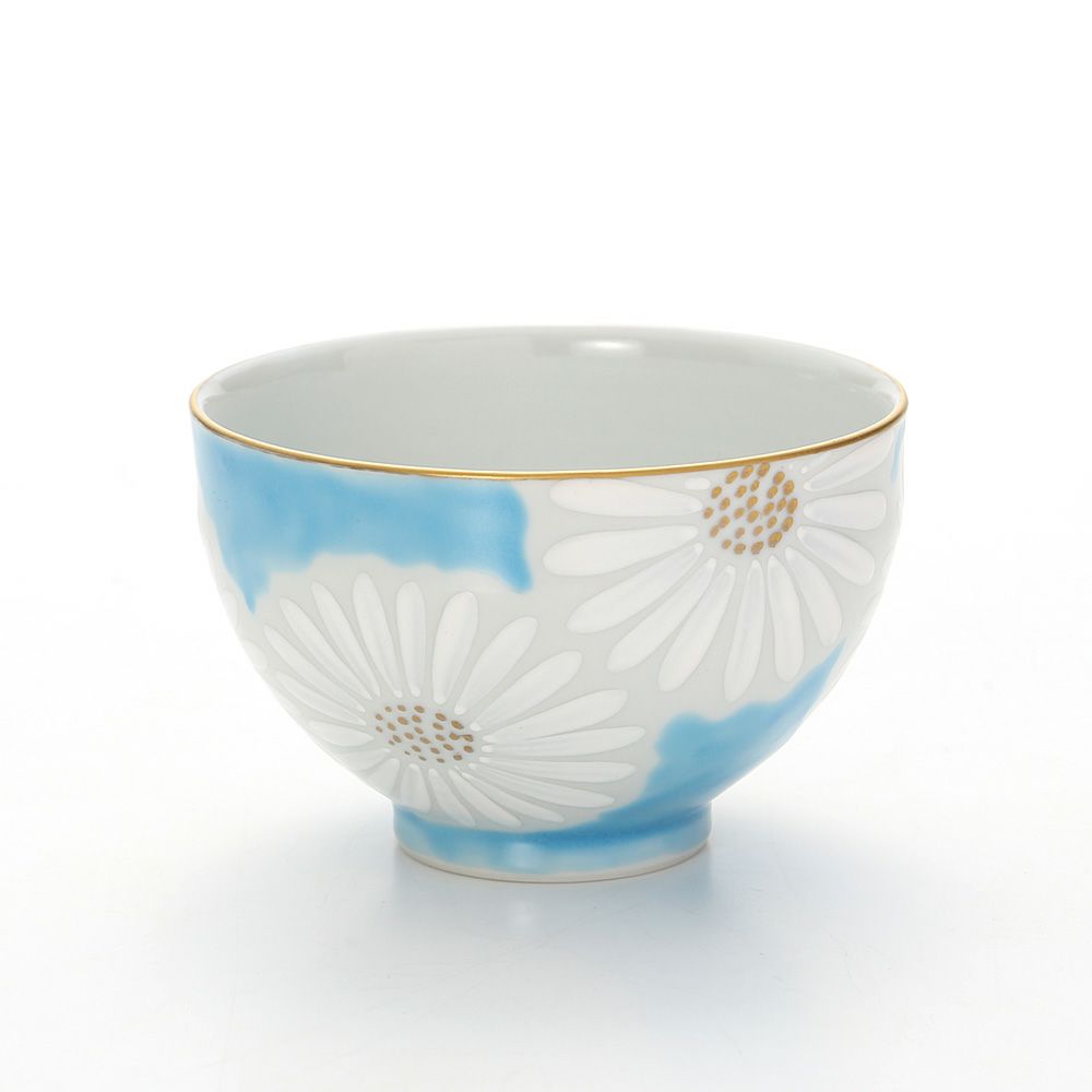 京焼・清水焼 汲出し碗 中 白菊青地 K0332