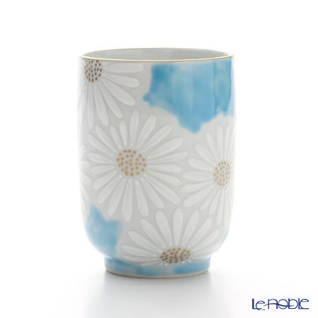 京焼・清水焼 湯呑 K0416 白菊青地