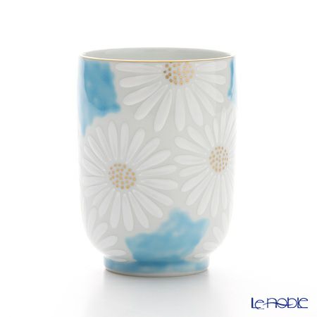 京焼・清水焼 湯呑 K0416 白菊青地