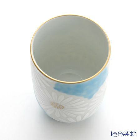 京焼・清水焼 湯呑 K0416 白菊青地