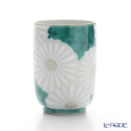 京焼・清水焼 湯呑 K0418 白菊緑地