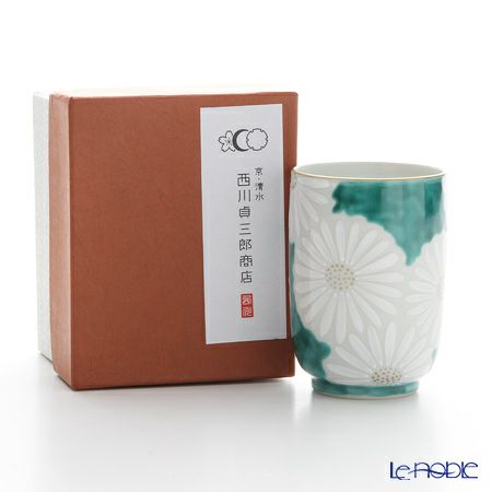 京焼・清水焼 湯呑 K0418 白菊緑地