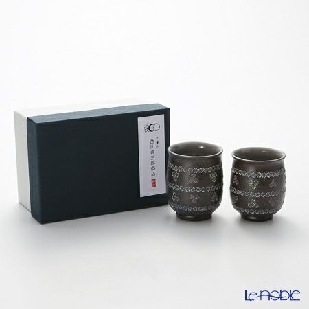 京焼・清水焼 組湯呑 ペア M0480 南蛮帯三島