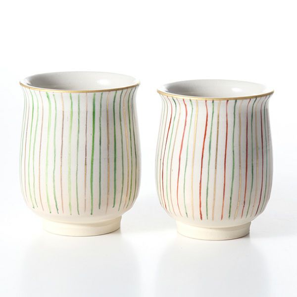 京焼・清水焼 組湯呑 S0485 御本彩十草 ペア