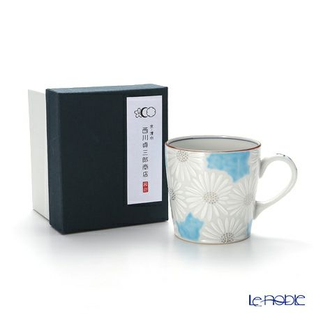 京焼・清水焼 マグカップ K0723 白菊青地