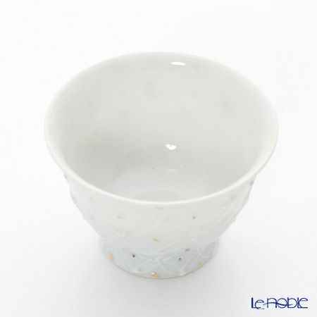 京焼・清水焼 煎茶碗 S0980 白磁金銀彩七宝紋 洸春窯／高島慎一