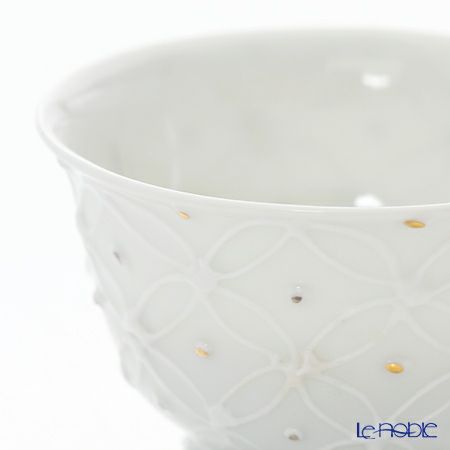 京焼・清水焼 煎茶碗 S0980 白磁金銀彩七宝紋 洸春窯／高島慎一