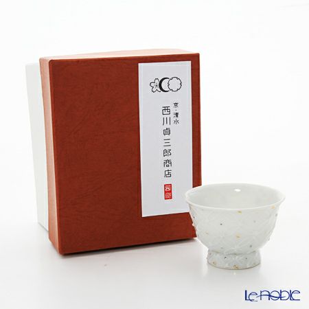 京焼・清水焼 煎茶碗 S0980 白磁金銀彩七宝紋 洸春窯／高島慎一