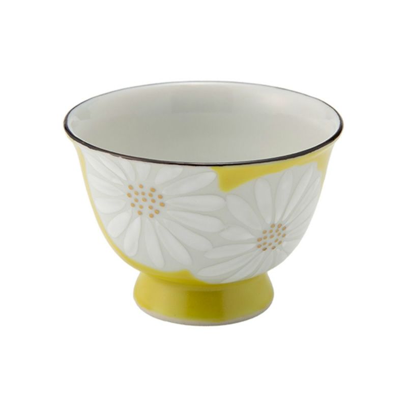 京焼・清水焼 煎茶碗／ぐい呑み 白菊黄地 K09156 50ml