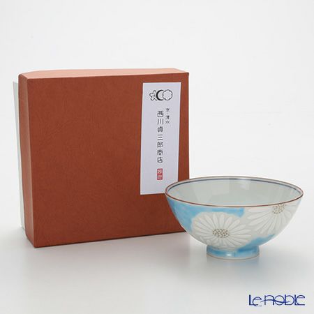 京焼・清水焼 飯碗 白菊青地 K0501