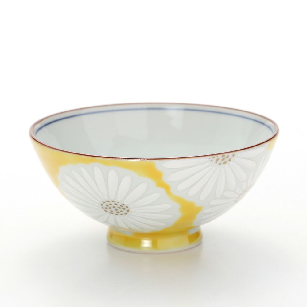 京焼・清水焼 飯碗 白菊黄地 K0504