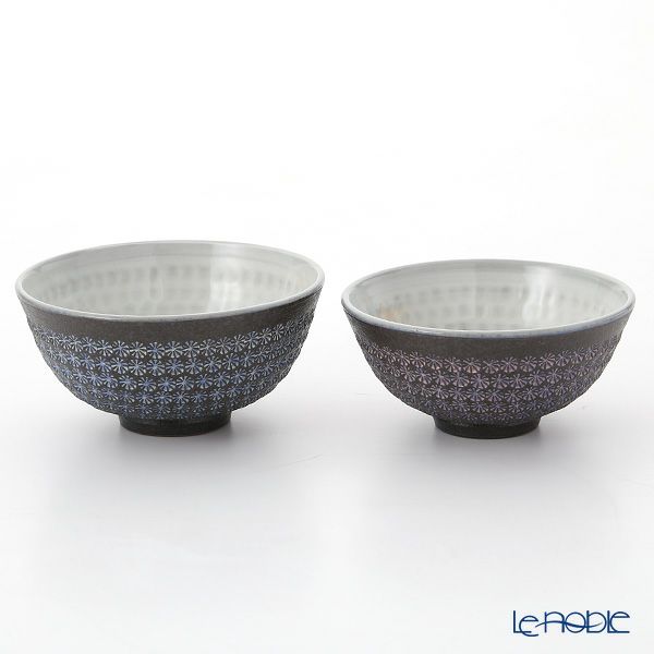 京焼・清水焼 組飯碗 M0571 南蛮三島詰 ペア