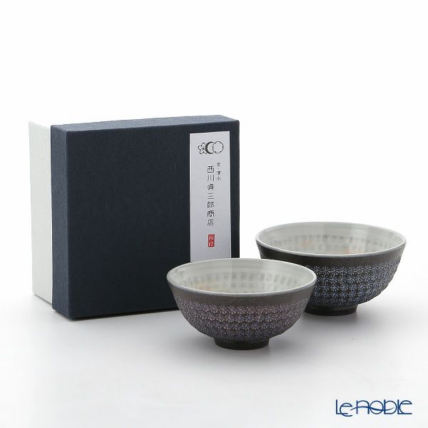 京焼・清水焼 組飯碗 M0571 南蛮三島詰 ペア