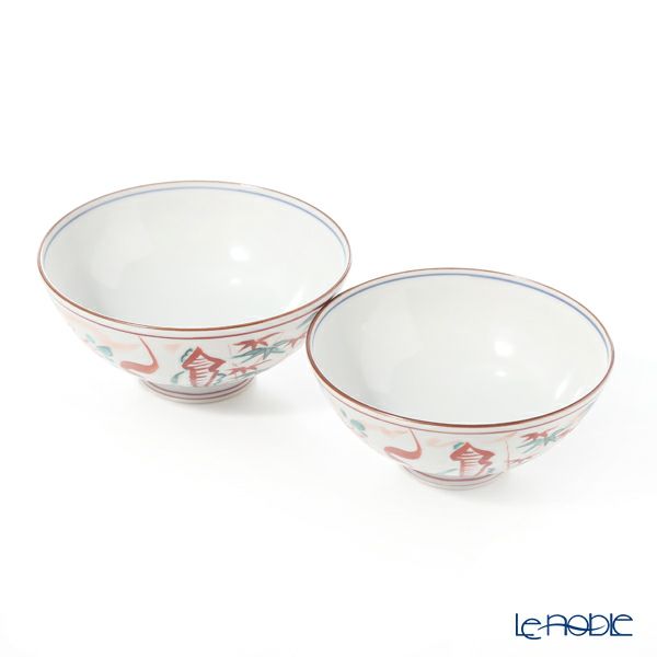 京焼・清水焼 組飯碗 ペア S0581 彩赤絵