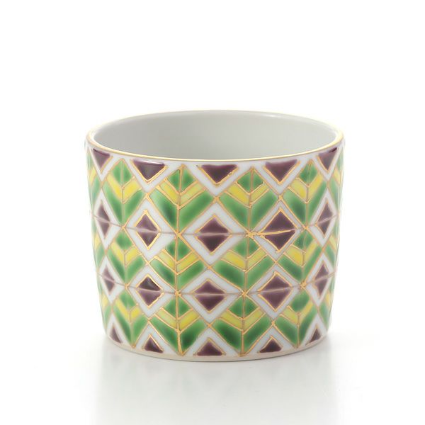 京焼・清水焼 ぐい呑 K0987 彩万華鏡紋 緑 90ml