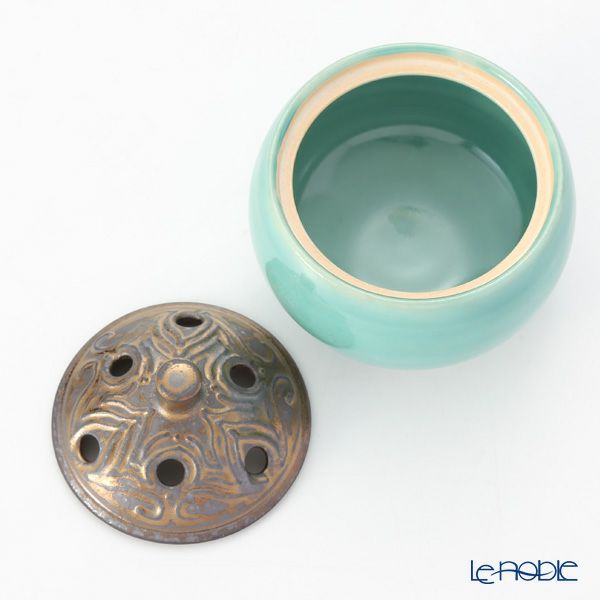 京焼・清水焼 香炉 M1056 黒金彩蒼釉