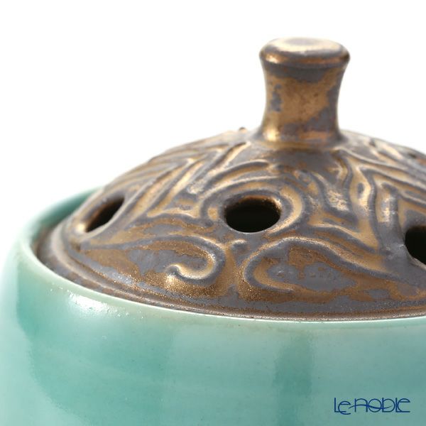 京焼・清水焼 香炉 M1056 黒金彩蒼釉