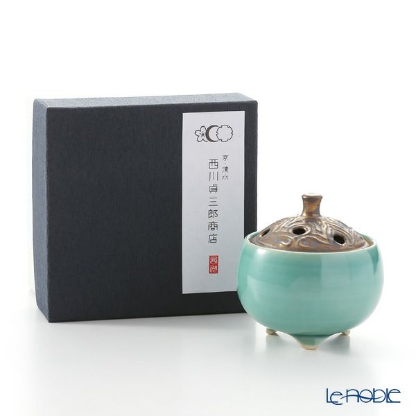 京焼・清水焼 香炉 M1056 黒金彩蒼釉