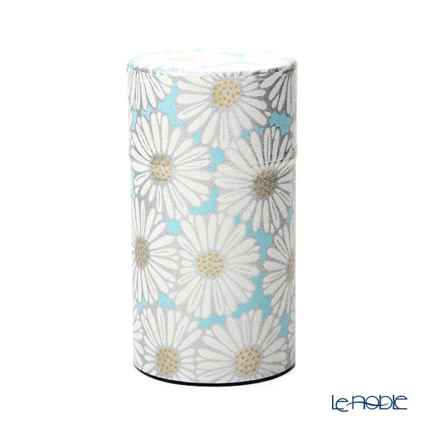 西川貞三郎商店 茶缶／茶筒 S0890 姫菊 青 容量：150g アルミ製