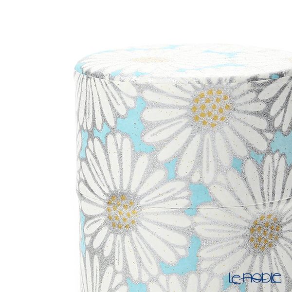 西川貞三郎商店 茶缶／茶筒 S0890 姫菊 青 容量：150g アルミ製