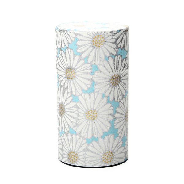 西川貞三郎商店 茶缶／茶筒 S0890 姫菊 青 容量：150g アルミ製