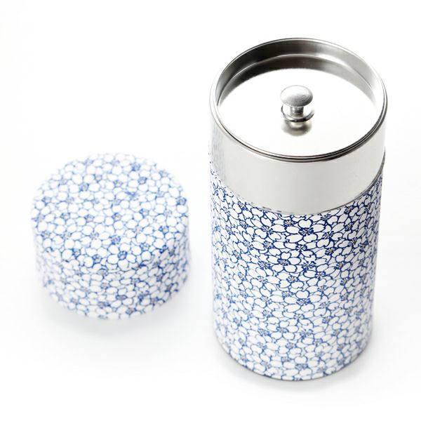 西川貞三郎商店 茶缶 S0880 桜 白 200g アルミ製