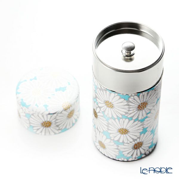 西川貞三郎商店 茶缶 S0891 姫菊 青 200g アルミ製