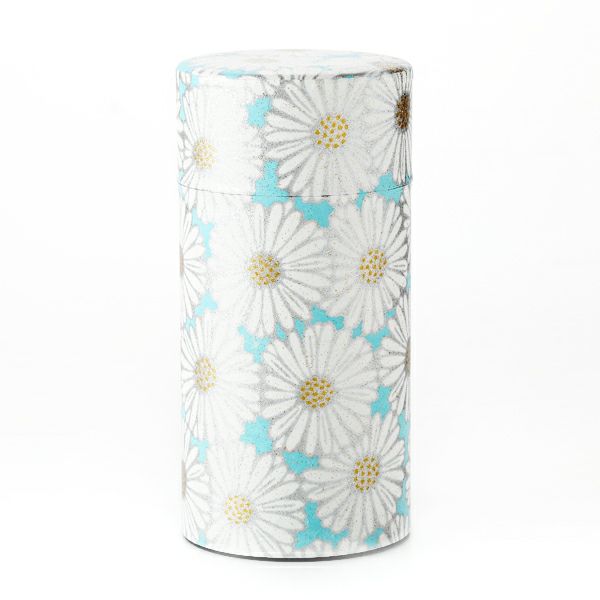 西川貞三郎商店 茶缶 S0891 姫菊 青 200g アルミ製