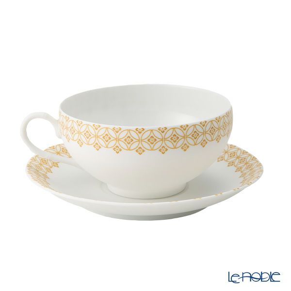 西川貞三郎商店 NISHIKAWA JAPAN KATA エッグシェル／卵殻手（らんかくで） ティーカップ＆ソーサー 天花 マット イエロー／七宝文様 220ml NJ07-001
