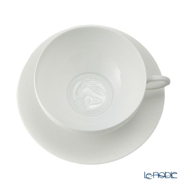 西川貞三郎商店 NISHIKAWA JAPAN KATA エッグシェル／卵殻手（らんかくで） ティーカップ＆ソーサー 凪華 マット ホワイト／七宝文様 220ml NJ07-002