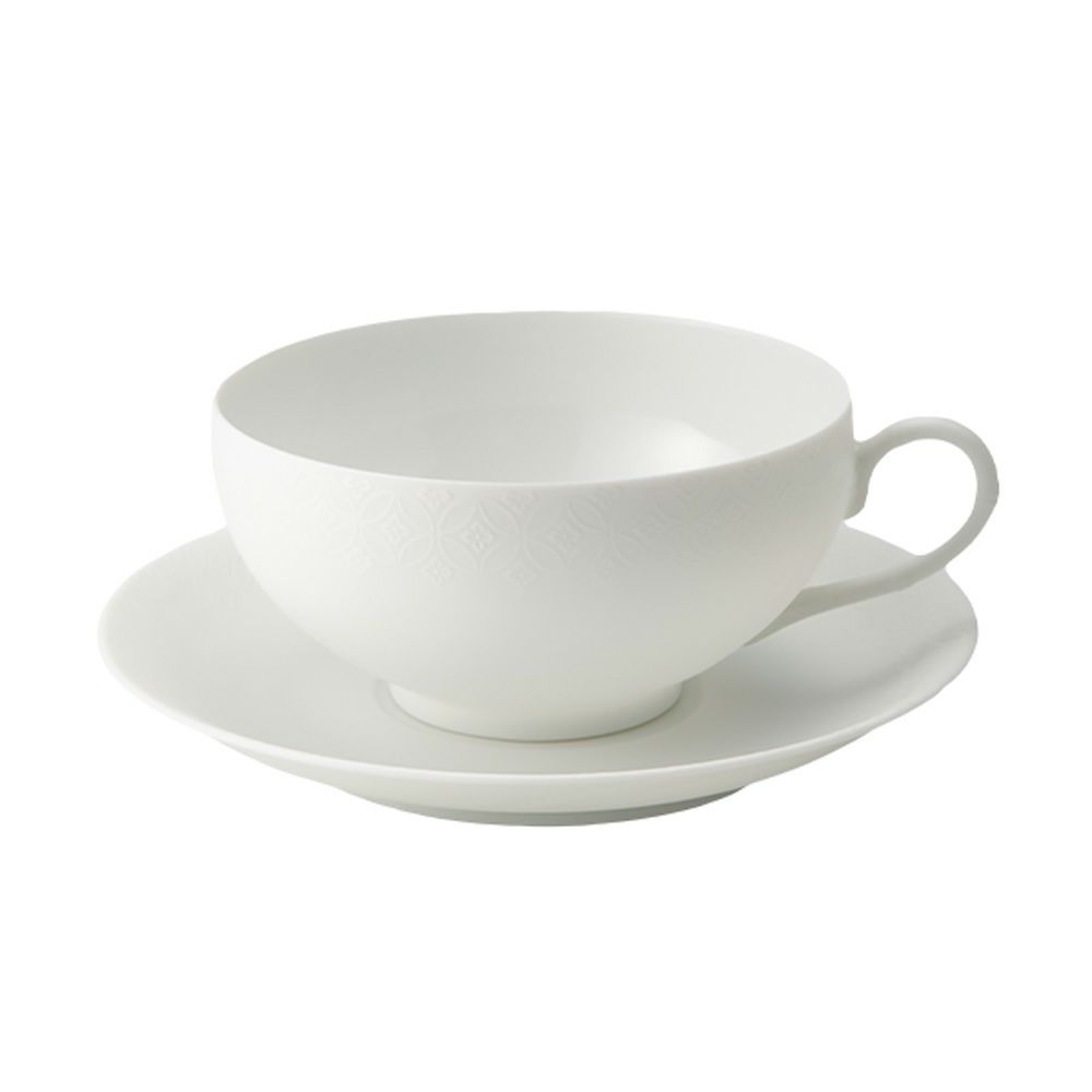 西川貞三郎商店 NISHIKAWA JAPAN KATA エッグシェル／卵殻手（らんかくで） ティーカップ＆ソーサー 凪華 マット ホワイト／七宝文様 220ml NJ07-002