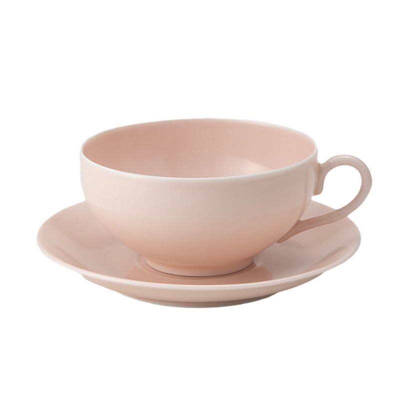 西川貞三郎商店 NISHIKAWA JAPAN KATA エッグシェル／卵殻手（らんかくで） ティーカップ＆ソーサー 花雲 ピンク 220ml NJ07-005