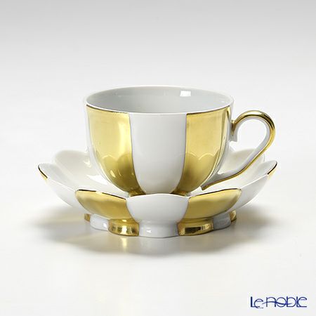 アウガルテン（AUGARTEN） メロン ゴールド＆ホワイト（7020G） モカカップ＆ソーサー 50ml（015）