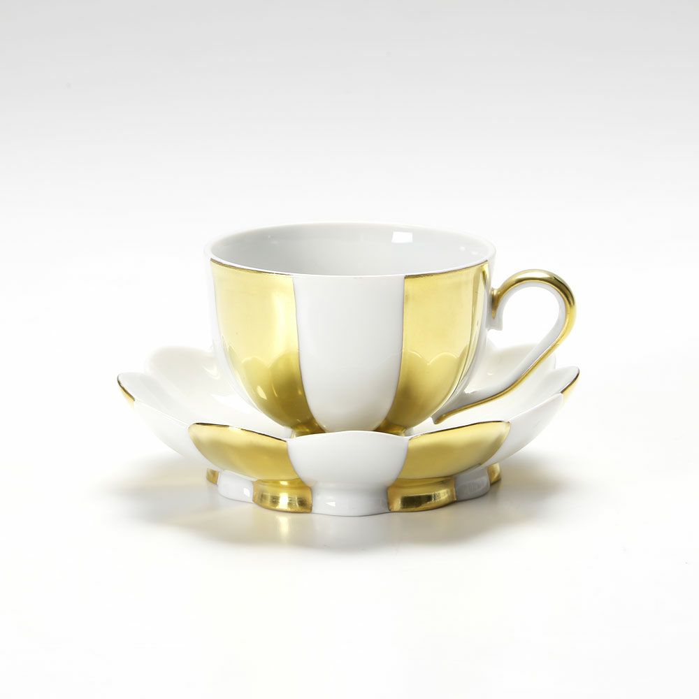 アウガルテン（AUGARTEN） メロン ゴールド＆ホワイト（7020G） モカカップ＆ソーサー 50ml（015）