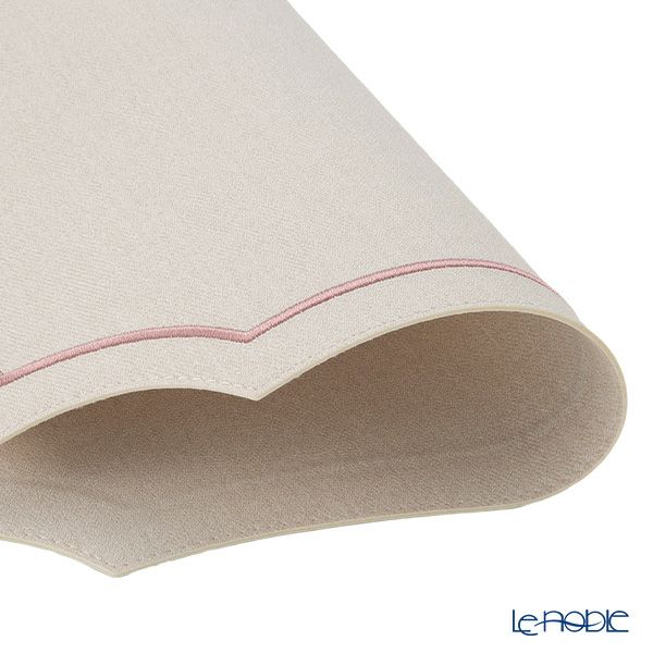 トルコ雑貨 アルテペレ カーリー プレースマット／ランチョンマット デニム調 ホワイト／ピンク 35×48cm PVC加工合皮製 撥水加工