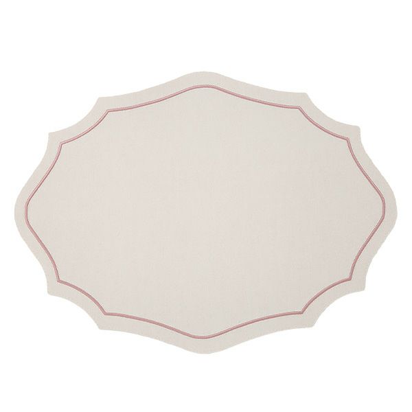 トルコ雑貨 アルテペレ カーリー プレースマット／ランチョンマット デニム調 ホワイト／ピンク 35×48cm PVC加工合皮製 撥水加工