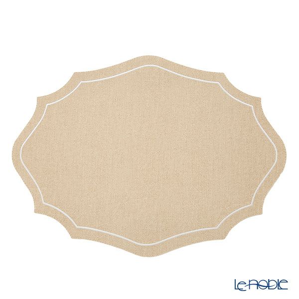 トルコ雑貨 アルテペレ カーリー プレースマット／ランチョンマット デニム調 ベージュ／ホワイト 35×48cm PVC加工合皮製 撥水加工
