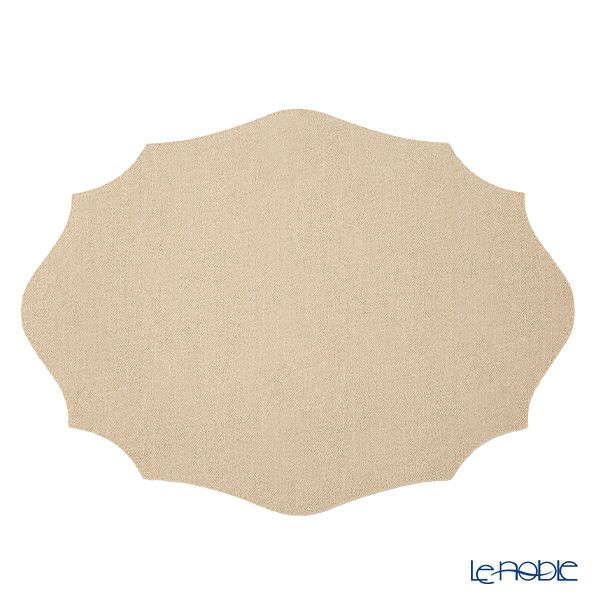 トルコ雑貨 アルテペレ カーリー プレースマット／ランチョンマット デニム調 ベージュ／ホワイト 35×48cm PVC加工合皮製 撥水加工