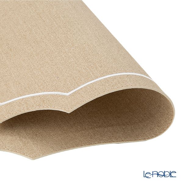 トルコ雑貨 アルテペレ カーリー プレースマット／ランチョンマット デニム調 ベージュ／ホワイト 35×48cm PVC加工合皮製 撥水加工