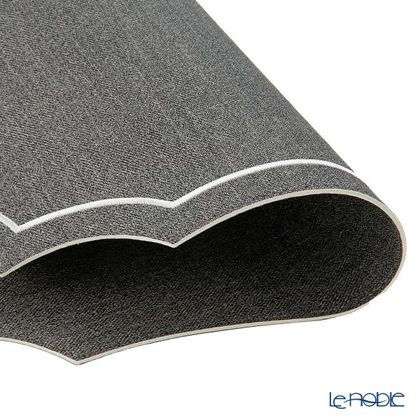 トルコ雑貨 アルテペレ カーリー プレースマット／ランチョンマット デニム調 グレー／ホワイト 35×48cm PVC加工合皮製 撥水加工