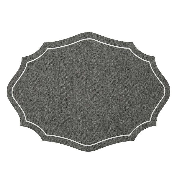 トルコ雑貨 アルテペレ カーリー プレースマット／ランチョンマット デニム調 グレー／ホワイト 35×48cm PVC加工合皮製 撥水加工