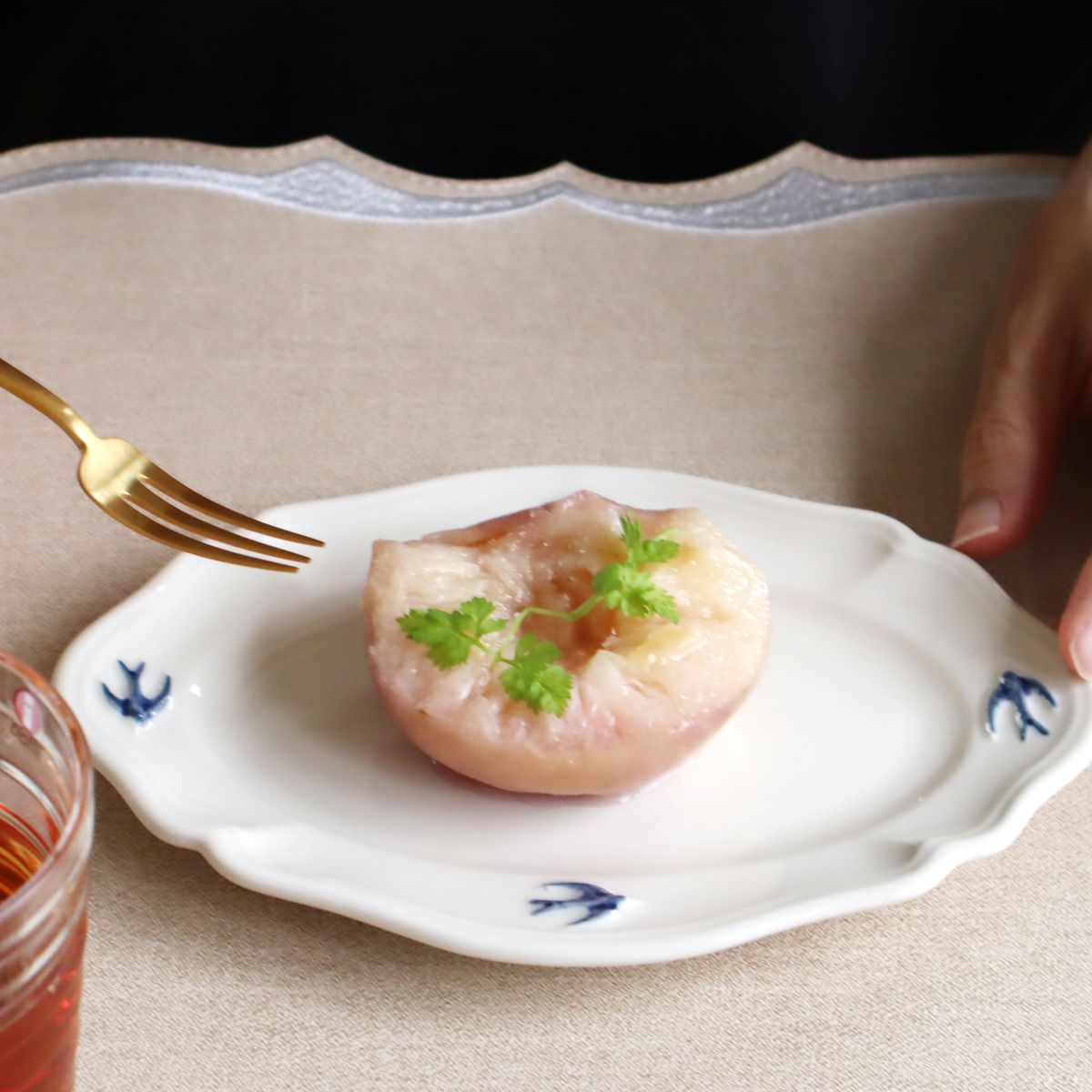 トルコ雑貨 アルテペレ スクエア プレースマット／ランチョンマット デニム調 ベージュ 38×38cm PVC加工合皮製 撥水加工