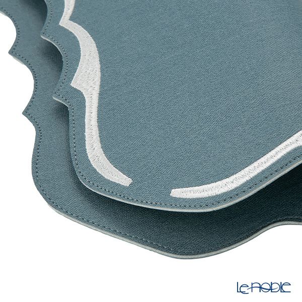 トルコ雑貨 アルテペレ スクエア プレースマット／ランチョンマット デニム調 ブルー 38×38cm PVC加工合皮製 撥水加工