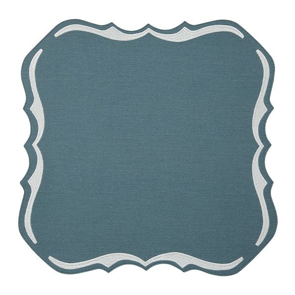 トルコ雑貨 アルテペレ スクエア プレースマット／ランチョンマット デニム調 ブルー 38×38cm PVC加工合皮製 撥水加工